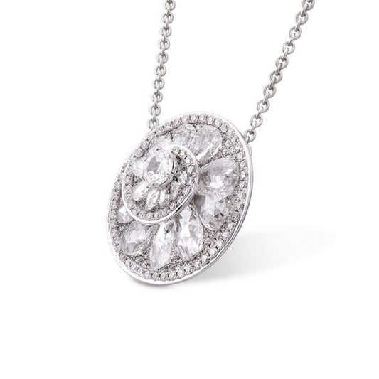 Rose Cut Diamond Helix Pendant, 4.84 carat total, 18ct White Gold