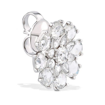Rose Cut Diamond Flower Stud Earrings, 5.83 carat total, 18ct White Gold