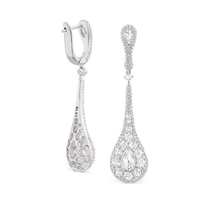Rose Cut Diamond Drop Earrings, 4.30 carat total, 18ct White Gold