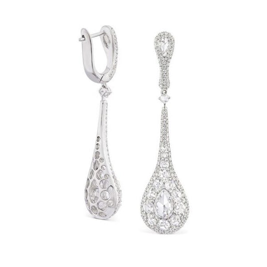 Rose Cut Diamond Drop Earrings, 4.30 carat total, 18ct White Gold