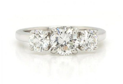 Diamond Three Stone Ring in Platinum, 1.48 carat total, each sparkling diamond is accompanied by GIA certificate.