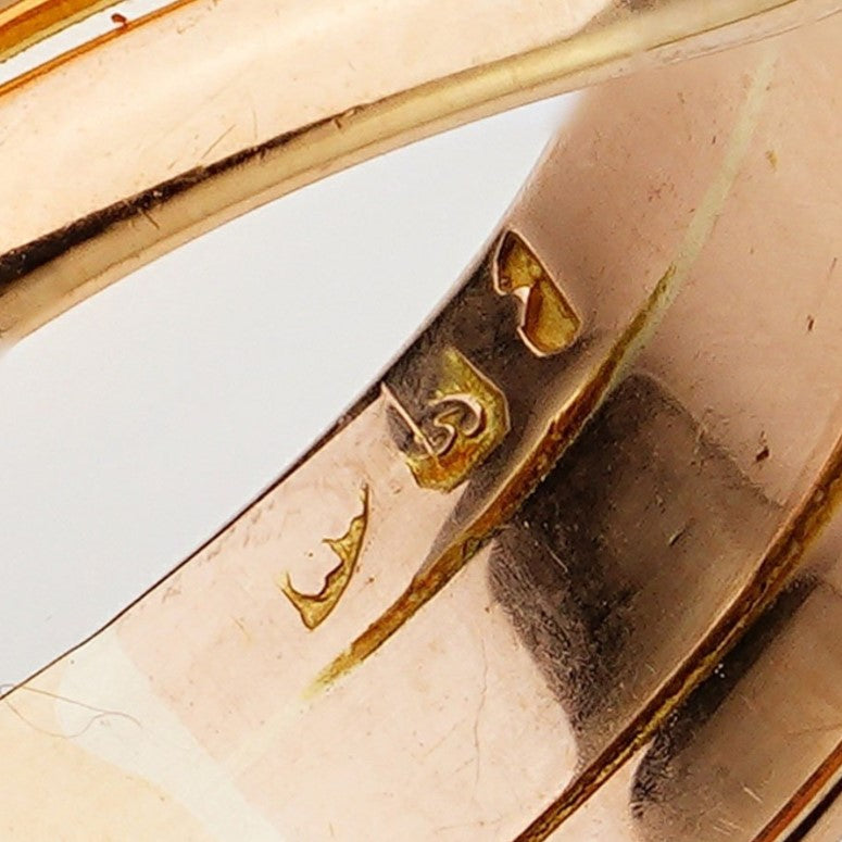 Antique 15ct Yellow Gold Snake Ring with Old Cut Diamonds. Made in United Kingdom Chester 1915