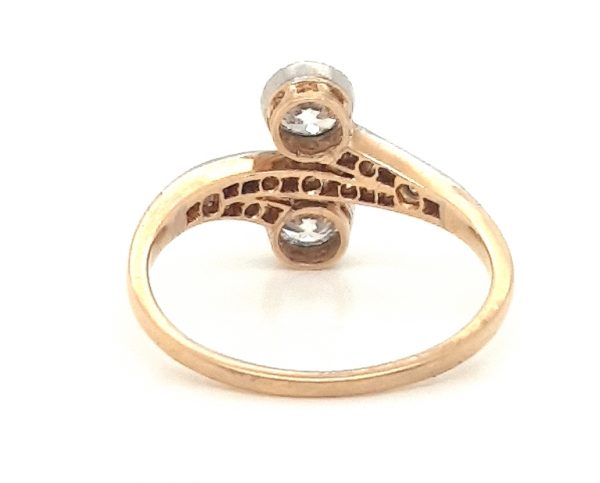 Antique Edwardian Old Cut Diamond Two Stone Toi et Moi Ring, 1.20 carat total, in platinum and 18ct rose gold