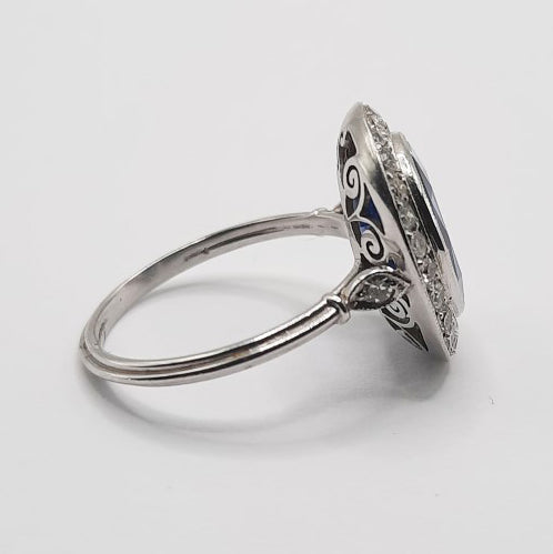 5ct Ceylon Sapphire and Diamond Cluster Ring