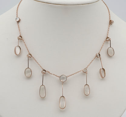 Antique Victorian 23ct Moonstone Fringe Necklace