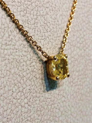 Fancy Yellow Diamond Pendant, 0.60 carats, 18ct Yellow Gold, Certified