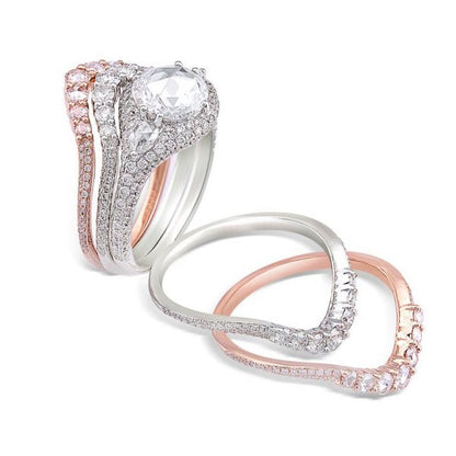 Rose Cut Diamond Pave Stacking Ring, 3.11 Carat Total, 18ct Gold