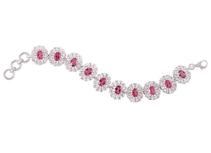 Pink Tourmaline and Diamond Cluster Bracelet