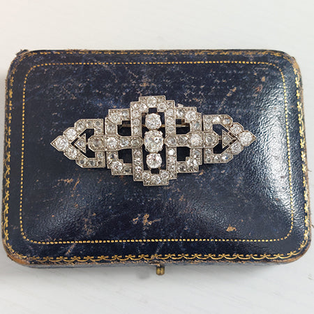 Antique 5ct Old Mine Cut Diamond Brooch come Jabot Pin