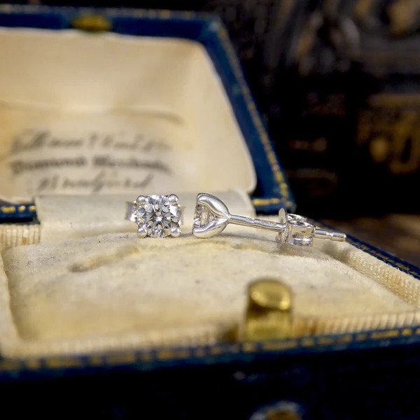 Single Stone 0.40ct Diamond Solitaire Stud Earrings in 18ct White Gold