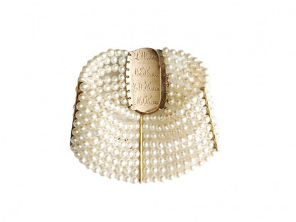 Antique Georgian Pearl Bracelet with Blue Enamel Clasp, 18th century dated 1781