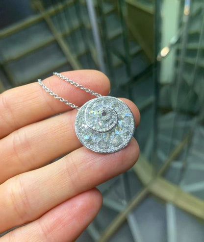 Rose Cut Diamond Helix Pendant, 4.84 carat total, 18ct White Gold