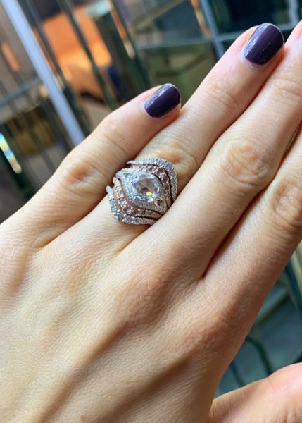 Rose Cut Diamond Pave Stacking Ring, 3.11 Carat Total, 18ct Gold