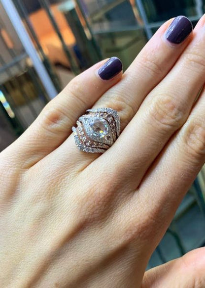 Rose Cut Diamond Pave Stacking Ring, 3.11 Carat Total, 18ct Gold