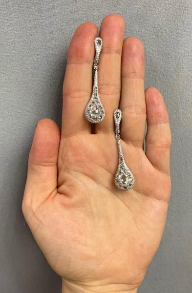 Rose Cut Diamond Drop Earrings, 4.30 carat total, 18ct White Gold