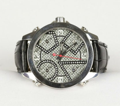 Jacobs and Co Five Time Zones Carbon Fibre Diamond Set Watch, 40mm circular dial, inter-changeable bezel, Jacob & Co box and paperwork