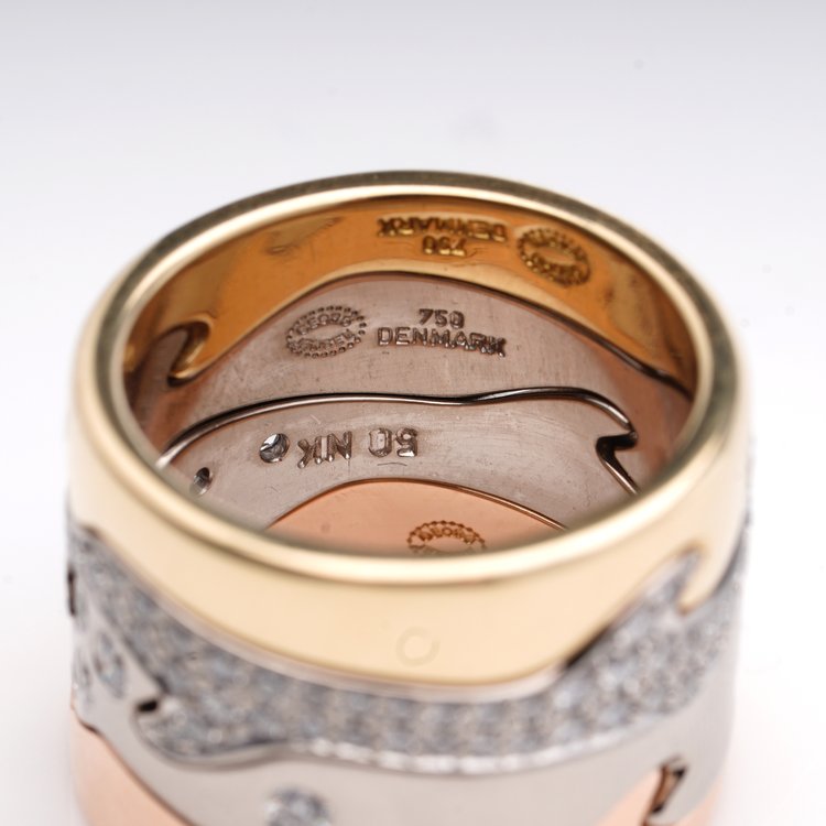 Georg Jensen Fusion 18ct Gold Four Piece Ring with Diamonds