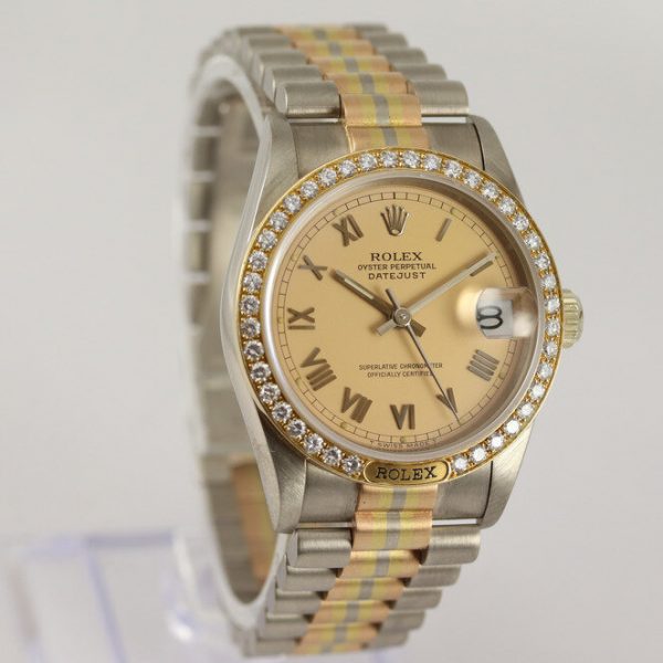 Rare Rolex Tridor 68149 Midsize 18ct Yellow Gold Watch with Original Diamond Bezel, with Rolex box