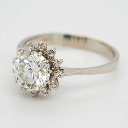 1.65ct Diamond Sunburst Cluster Engagement Ring in 18ct White Gold