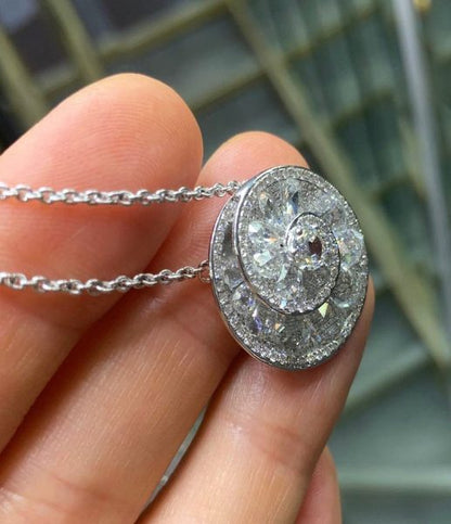 Rose Cut Diamond Helix Pendant, 4.84 carat total, 18ct White Gold