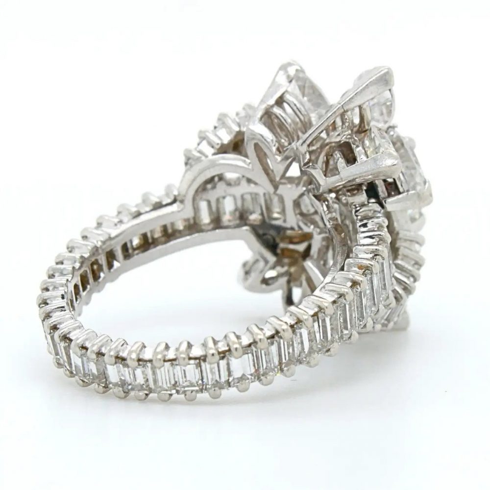 Vintage 2.2ct Diamond Floral Cluster Cocktail Ring in Platinum