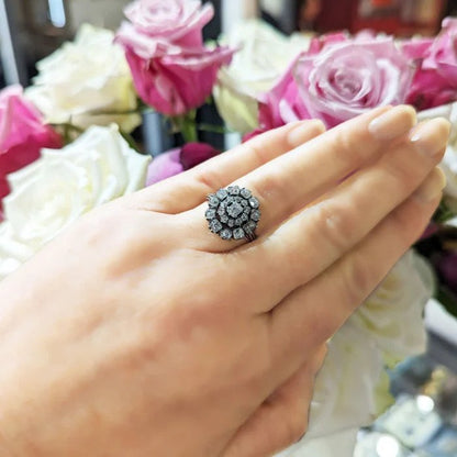 Antique Georgian 3.50ct Old Mine Cut Diamond Cluster Engagement Ring