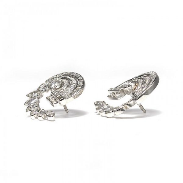 Vintage 1950s Diamond Earrings in Platinum, 6.75 carats
