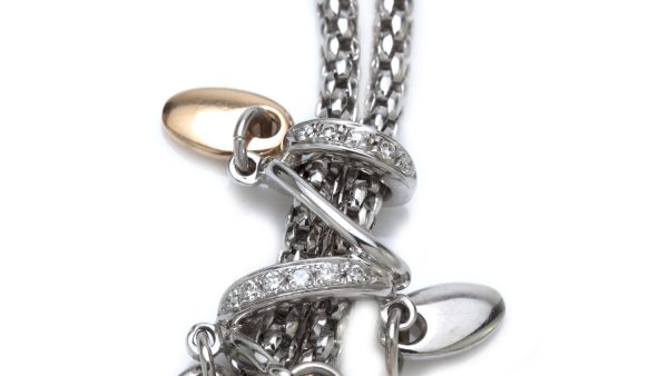 Fope 18ct White Gold Necklace; with 0.52 carats brilliant cut Diamond set rondels