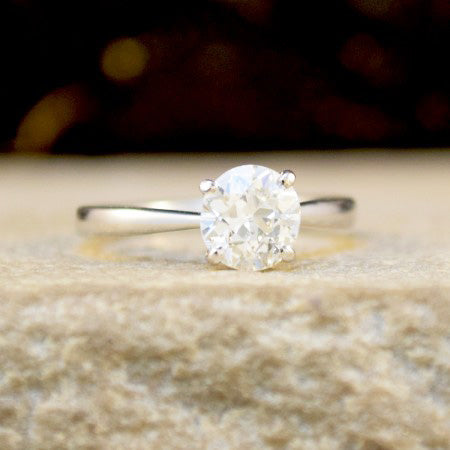 Old Cut Diamond Solitaire Engagement Ring, 1.07 Carat, 18ct White Gold