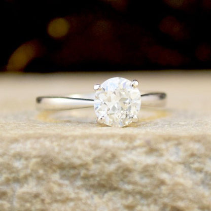 Old Cut Diamond Solitaire Engagement Ring, 1.07 Carat, 18ct White Gold