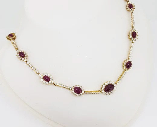 Natural Burma Ruby and Diamond Cluster Necklace, 15.00cts, Certified