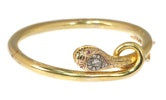 Antique Victorian Diamond, Ruby and 18ct Yellow Gold Snake Bangle Bracelet; twelve rose-cut diamond set head, with ruby set eyes, Circa 1880