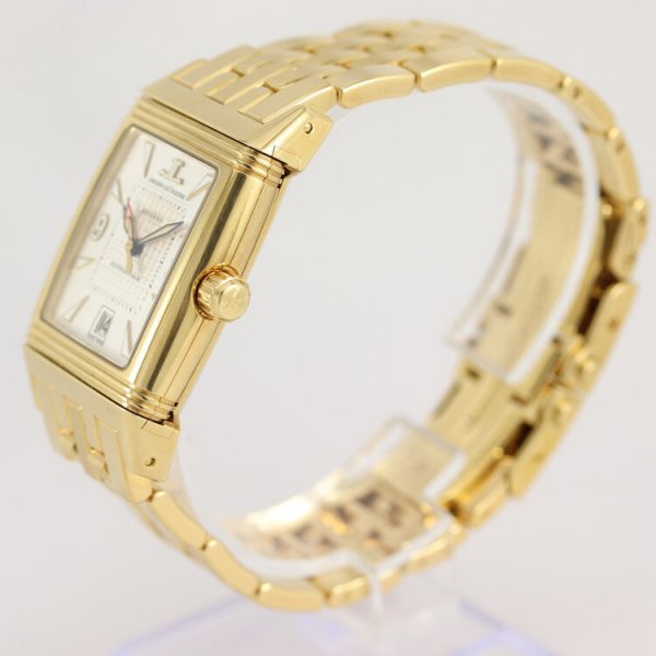 Jaeger LeCoultre Reverso Gran Sport 18ct Yellow Gold Automatic Watch; on 18ct Yellow Gold bracelet with double fold clasp, with Jaeger-LeCoultre box