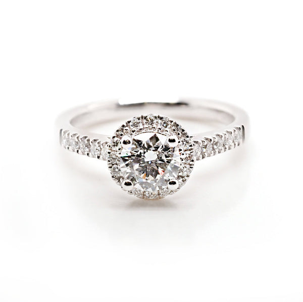 Diamond cluster ring in platinum.
