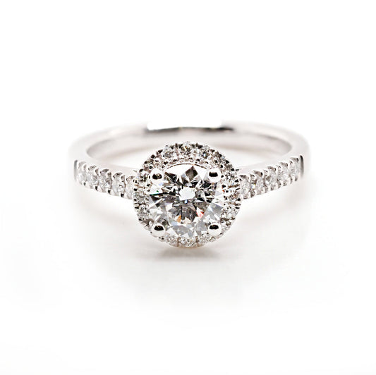 Platinum Diamond Cluster Ring With Diamond-Set Shoulders