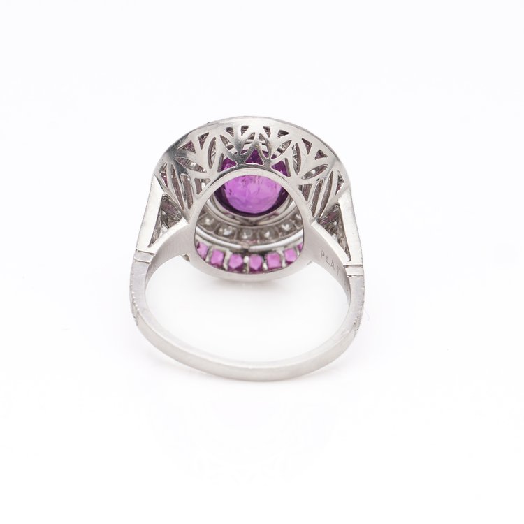 3.20ct Ruby and Diamond Double Cluster Dress Ring