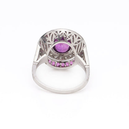 3.20ct Ruby and Diamond Double Cluster Dress Ring