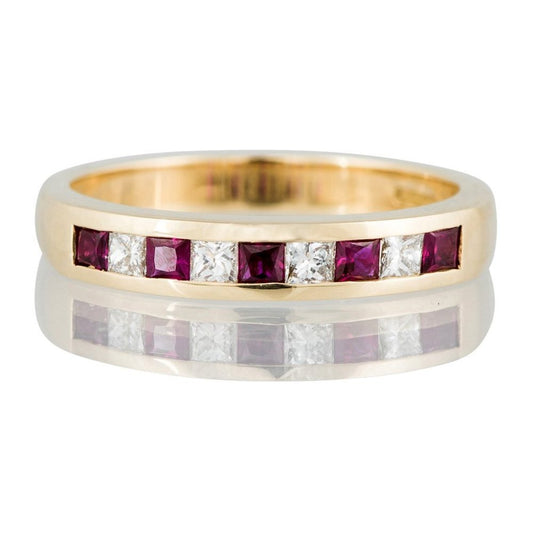 Ruby and Diamond Half Eternity Ring