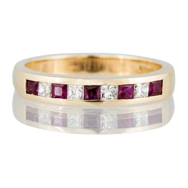 Ruby and Diamond Half Eternity Ring