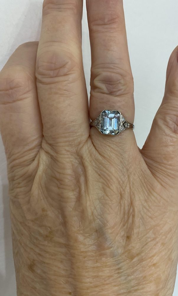 Aquamarine and Diamond Cluster Dress Ring in Platinum, 2.15 carats