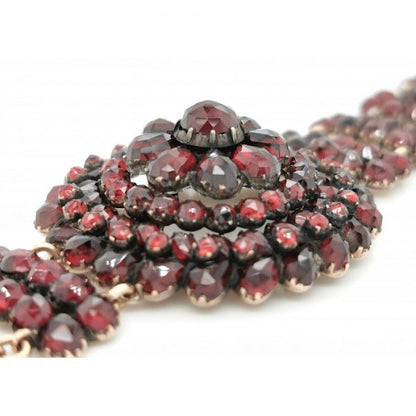 Antique Rose-Cut Bohemian Garnet Cluster Bracelet, Circa 1900