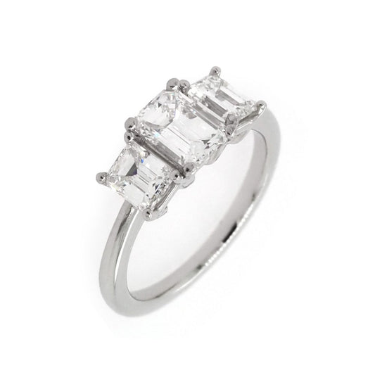 Diamond three stone ring in platinum.