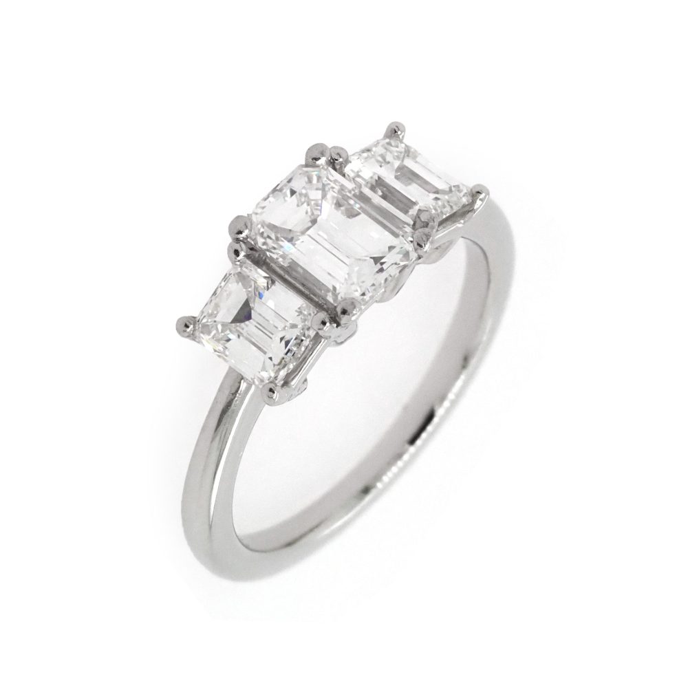 Platinum 1.01 Carat Diamond Three-Stone Ring