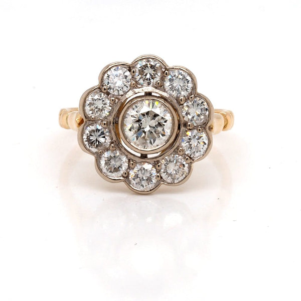 Vintage Diamond Cluster Ring In 18 Carat Yellow Gold