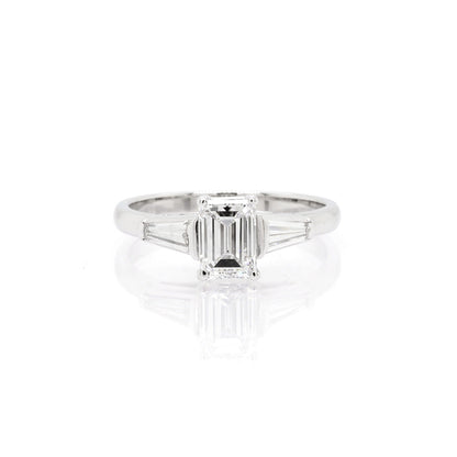 Platinum 1.02 E Colour Emerald Carat Diamond Engagement Ring