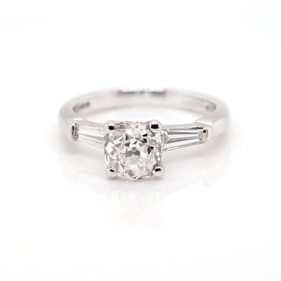 1.37 Carat Old Cut Diamond Ring In 18 Carat White Gold