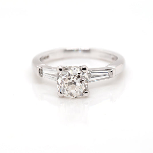1.37 Carat Old Cut Diamond Ring In 18 Carat White Gold