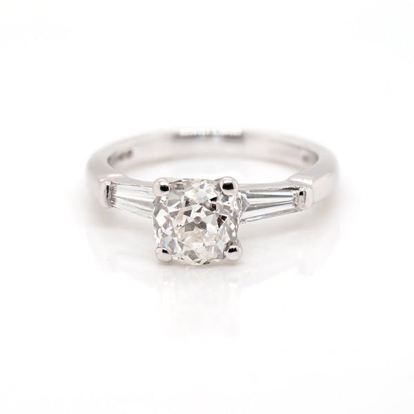 1.37 Carat Old Cut Diamond Ring In 18 Carat White Gold