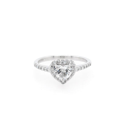Diamond Heart Ring In 18 Carat White Gold