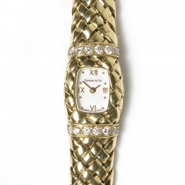 Tiffany and Co Vannerie Diamond and 18ct Yellow Gold Ladies Wristwatch